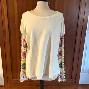 Umgee Crochet Sleeve Sweater